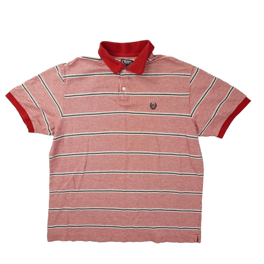 Chaps Ralph Lauren Vintage Polo Shirt Men's‎ XL Red Stripe Preppy 90s Crested